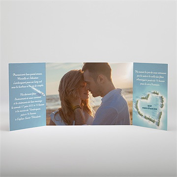 Faire-part mariage eaux turquoises 2 volets - Intérieur du faire-part