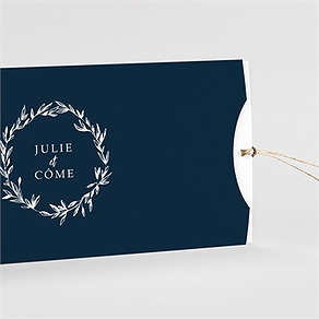 Faire-part mariage bleu minéral pochette duo