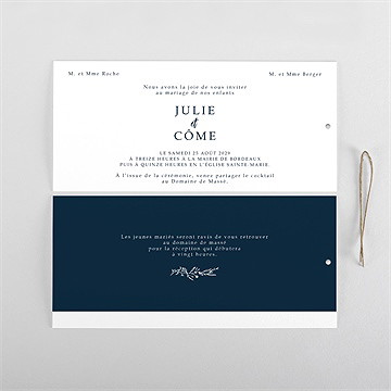 Faire-part mariage bleu minéral pochette duo - Cartes intérieures recto