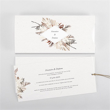Faire-part mariage pampa pochette duo - Vue d'ensemble