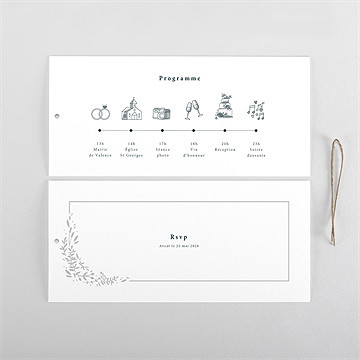 Faire-part mariage en relief pochette duo - Cartes intérieures verso