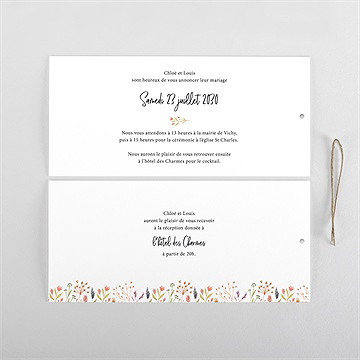 Faire-part mariage art champêtre pochette duo - Cartes intérieures recto