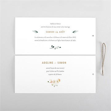 Faire-part mariage champêtre et poésie pochette - Cartes intérieures recto