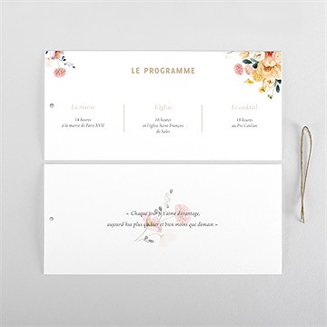 Faire-part mariage champêtre et poésie pochette - Cartes intérieures verso