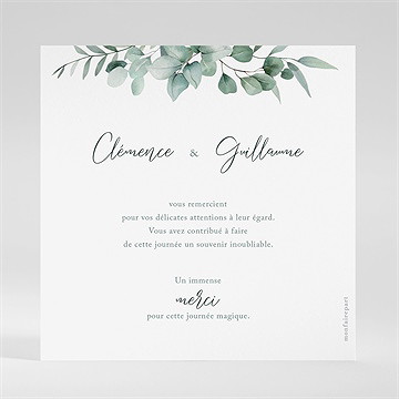 Remerciement mariage lyrisme - Dos du remerciement