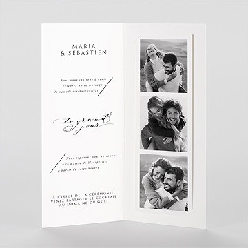 Faire-part mariage elle a dit oui photomaton - Intérieur du faire-part