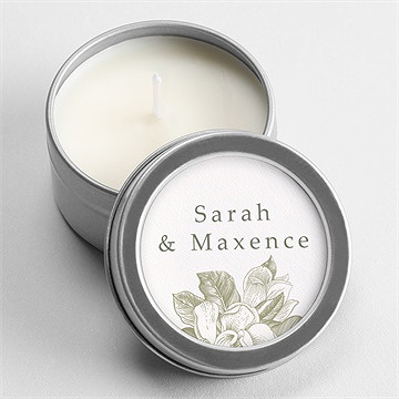 Bougie mariage fleuri argent