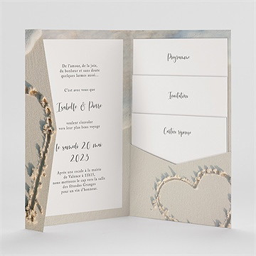 Faire-part mariage dans le sable pocketfold - Intérieur du faire-part