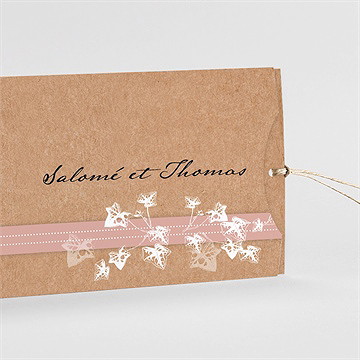 Faire-part mariage lierre grimpant pochette duo