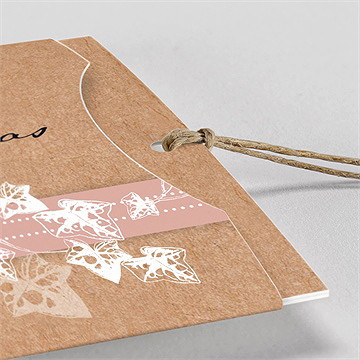 Faire-part mariage lierre grimpant pochette duo - Détail du faire-part