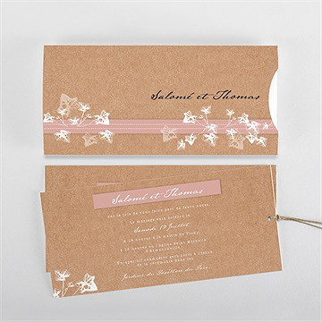 Faire-part mariage lierre grimpant pochette duo - Vue d'ensemble