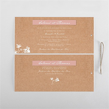Faire-part mariage lierre grimpant pochette duo - Cartes intérieures recto
