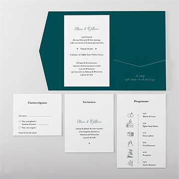 Faire-part mariage notre union pocketfold - Vue d'ensemble intérieur