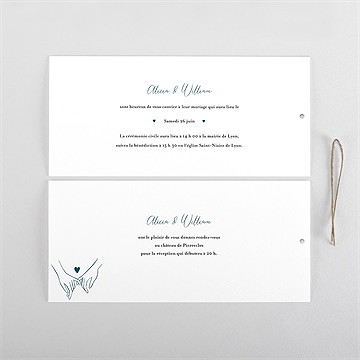 Faire-part mariage notre union pochette duo - Cartes intérieures recto