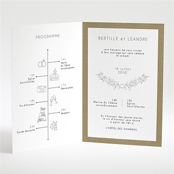 Faire-part mariage festivités plié portrait - Intérieur du faire-part