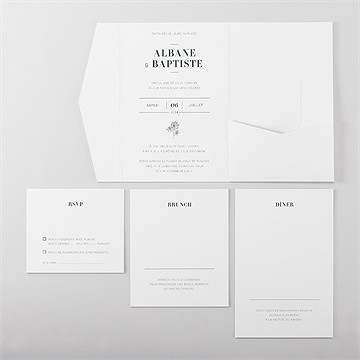 Faire-part mariage sculpture pocketfold - Vue d'ensemble intérieur