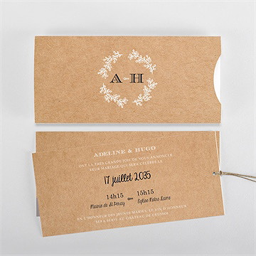 Faire-part mariage petite cocotte pochette duo - Vue d'ensemble