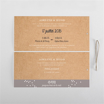 Faire-part mariage petite cocotte pochette duo - Cartes intérieures recto