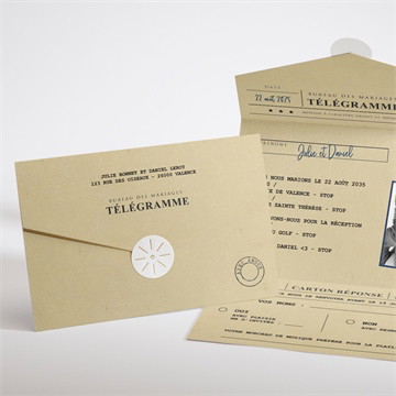 Faire-part mariage notre télégramme enveloppe
