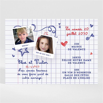 Faire-part mariage les écoliers magnet