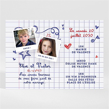 Faire-part mariage les écoliers magnet
