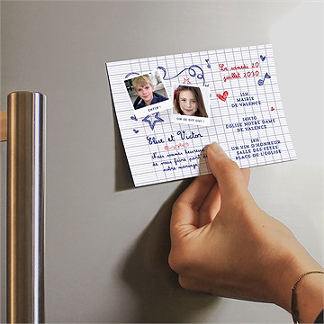 Faire-part mariage les écoliers magnet - Mise en situation