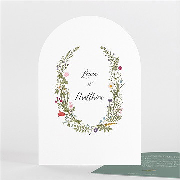 Faire-part mariage gravure champêtre arche