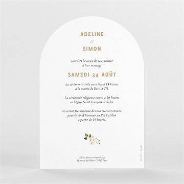 Faire-part mariage champêtre et poésie arche - Dos du faire-part