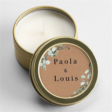 Bougie mariage encapsulés or