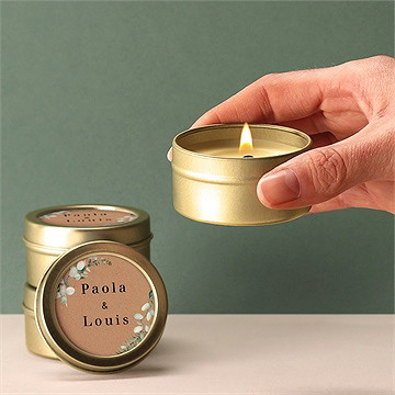 Bougie mariage encapsulés or - Mise en situation