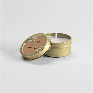 Bougie mariage encapsulés or - Bougie allumée