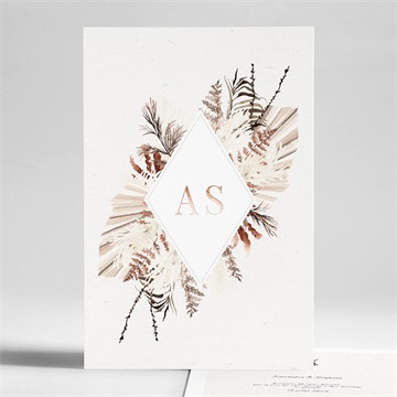 Faire-part mariage pampa initiales