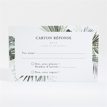 Carton réponse mariage tropical argent