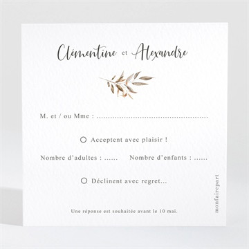 Carton réponse mariage virevoltant or