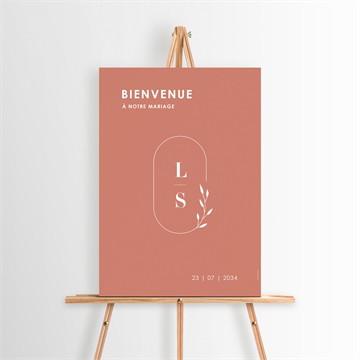 Panneau bienvenue terracotta initiales