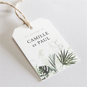 Etiquette mariage tropical argent