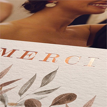 Remerciement mariage virevoltant - Marquage à chaud OR