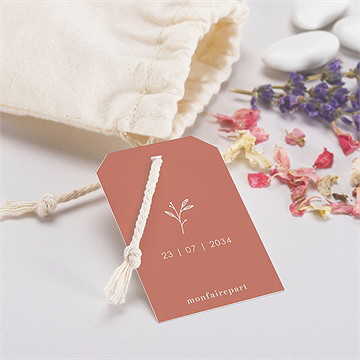 Pochon mariage  terracotta initiales - Mise en situation