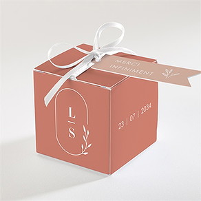 Boîte de dragées mariage terracotta initiales