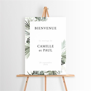 Panneau bienvenue tropical argent