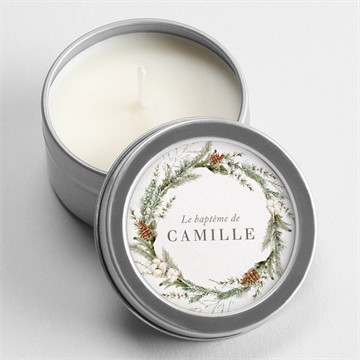 Bougie baptême l'hiver argent