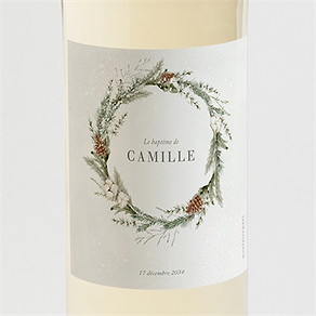 Etiquette de bouteille baptême l'hiver