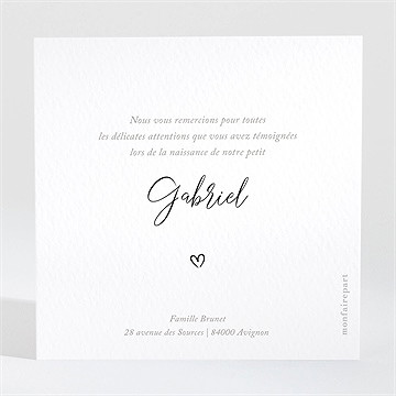 Remerciement naissance belle ebauche - Dos de la carte