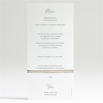 Menu mariage tout pour toi - Dos du menu