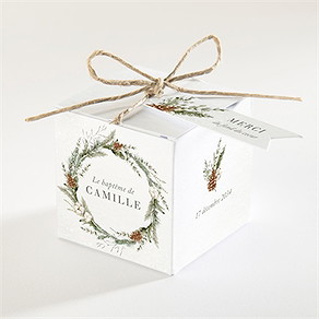 Boîte de dragées baptême l'hiver