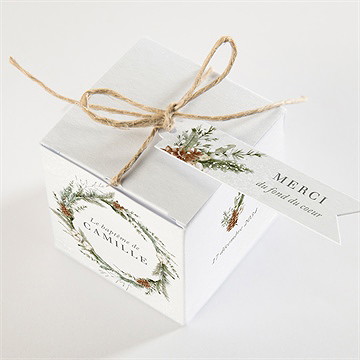 Boîte de dragées baptême l'hiver - Dessus de la boîte