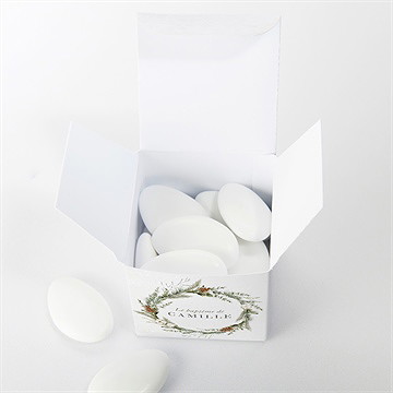 Boîte de dragées baptême l'hiver - Intérieur de la boîte