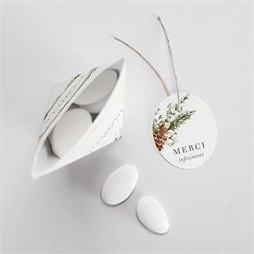 Boîte de dragées baptême l'hiver étui - Intérieur de la boîte