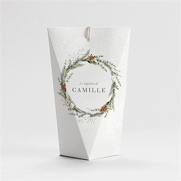 Boîte de dragées baptême l'hiver étui - Dos de la boîte