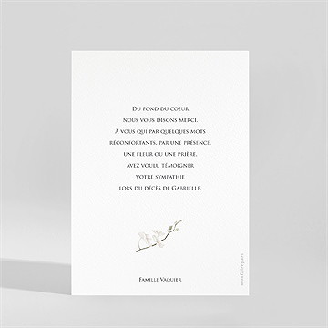 Remerciement décès orchidées et callas - Dos de la carte